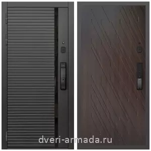 Двери МДФ для квартиры, Умная входная смарт-дверь Армада Каскад BLACK МДФ 10 мм Kaadas K9 / МДФ 16 мм ФЛ-86 Венге структурный
