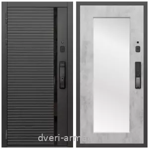 Белые двери с зеркалом, Умная входная смарт-дверь Армада Каскад BLACK МДФ 10 мм Kaadas K9 / МДФ 16 мм ФЛЗ-Пастораль, Бетон светлый