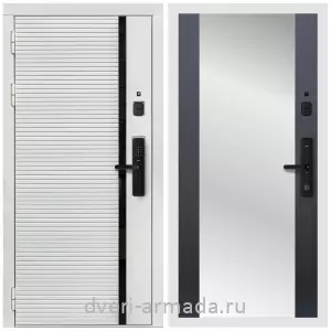 Белые двери с зеркалом, Умная входная смарт-дверь Армада Каскад WHITE МДФ 10 мм Kaadas S500 / МДФ 16 мм СБ-16 Венге