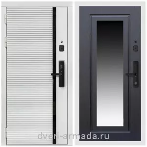 Входные двери с зеркалом и теплоизоляцией, Умная входная смарт-дверь Армада Каскад WHITE МДФ 10 мм Kaadas S500 / МДФ 16 мм ФЛЗ-120 Венге