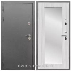 Белые двери с зеркалом, Дверь входная Армада Оптима Антик серебро / МДФ 16 мм ФЛЗ-Пастораль, Сандал белый