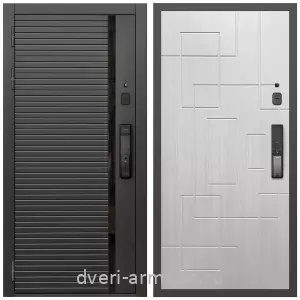 Двери МДФ для квартиры, Умная входная смарт-дверь Армада Каскад BLACK МДФ 10 мм Kaadas K9 / МДФ 16 мм ФЛ-57 Белый жемчуг