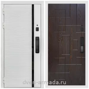 Двери со склада, Умная входная смарт-дверь Армада Каскад WHITE МДФ 10 мм Kaadas K9 / МДФ 16 мм ФЛ-57 Дуб шоколад