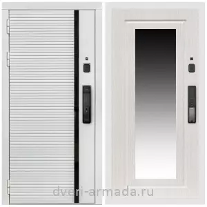 Левые входные двери, Умная входная смарт-дверь Армада Каскад WHITE МДФ 10 мм Kaadas K9 / МДФ 16 мм ФЛЗ-120 Дуб белёный