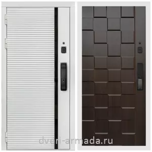 Двери МДФ для квартиры, Умная входная смарт-дверь Армада Каскад WHITE МДФ 10 мм Kaadas K9 / МДФ 16 мм ОЛ-39 Эковенге