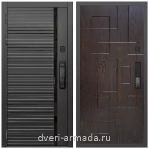 Входные двери в Подольске, Умная входная смарт-дверь Армада Каскад BLACK МДФ 10 мм Kaadas K9 / МДФ 16 мм ФЛ-57 Дуб шоколад