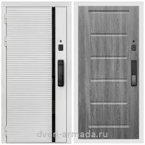 Двери МДФ для квартиры, Умная входная смарт-дверь Армада Каскад WHITE МДФ 10 мм Kaadas K9 / МДФ 16 мм ФЛ-39 Дуб Филадельфия графит