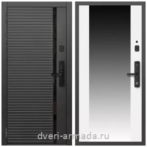 Белые двери с зеркалом, Умная входная смарт-дверь Армада Каскад BLACK Kaadas S500 / МДФ 16 мм СБ-16 Белый матовый