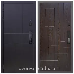 Темные входные двери, Умная входная смарт-дверь Армада Оникс МДФ 10 мм Kaadas K9 / МДФ 16 мм ФЛ-57 Дуб шоколад