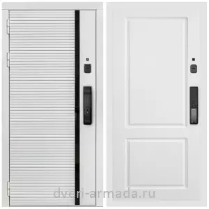 Входные двери 880 мм, Умная входная смарт-дверь Армада Каскад WHITE МДФ 10 мм Kaadas K9 / МДФ 16 мм ФЛ-117 Белый матовый