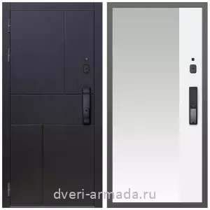 Входные двери в Подольске, Умная входная смарт-дверь Армада Оникс МДФ 10 мм Kaadas K9 / МДФ 16 мм ФЛЗ Панорама-1 Белый матовый