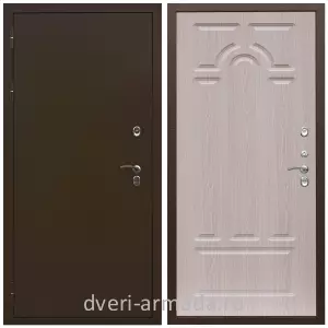Толстые входные двери, Дверь входная уличная в частный дом Армада Термо Молоток коричневый/ МДФ 6 мм ФЛ-58 Дуб белёный с терморазрывом морозостойкая