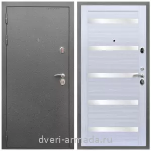 Одностворчатые входные двери, Дверь входная Армада Оптима Антик серебро / МДФ 16 мм СБ-14 Сандал белый стекло белое