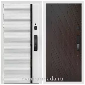 Одностворчатые входные двери, Умная входная смарт-дверь Армада Каскад WHITE МДФ 10 мм Kaadas K9 / МДФ 16 мм ФЛ-86 Венге структурный