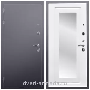 Белые двери с зеркалом, Дверь входная Армада Люкс Антик серебро / МДФ 16 мм ФЛЗ-120 Ясень белый взломостойкая на заказ