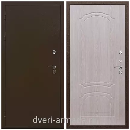 Дверь входная уличная для загородного дома Армада Термо Молоток коричневый/ ФЛ-140 Дуб белёный морозостойкая