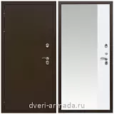 Дверь входная уличная в дом Армада Термо Молоток коричневый/ МДФ 16 мм ФЛЗ Панорама-1 Белый матовый