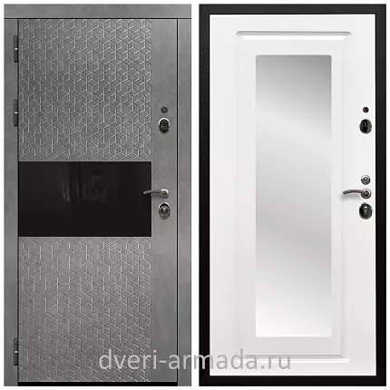Дверь входная Армада Престиж Черная шагрень МДФ 16 мм Штукатурка графит / ФЛЗ-120 Ясень белый
